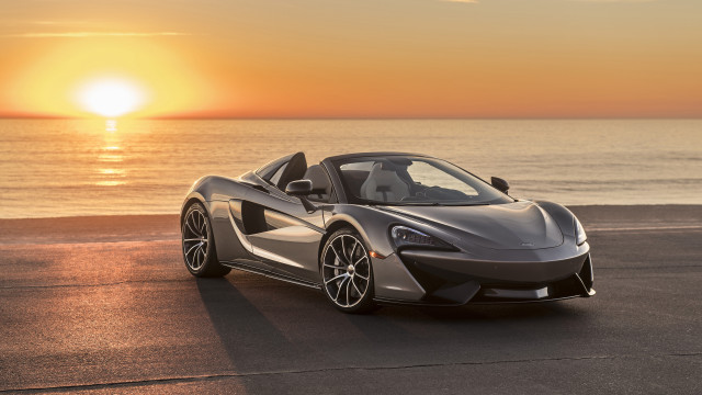 Silver sports car beach sunset #2 free wallpaper for desktop - medium preview image