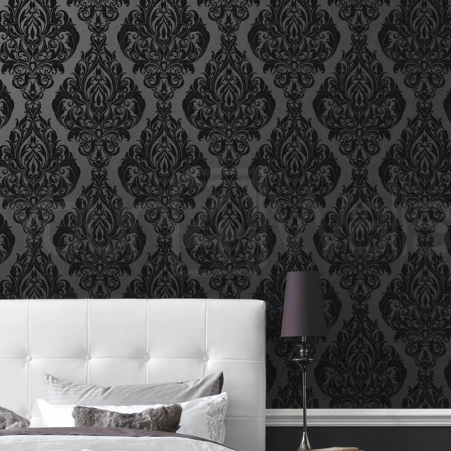 Bed white headboard black wallpaper free wallpaper - medium preview image