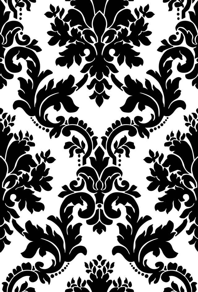 Black white damask pattern large free wallpaper - medium preview image