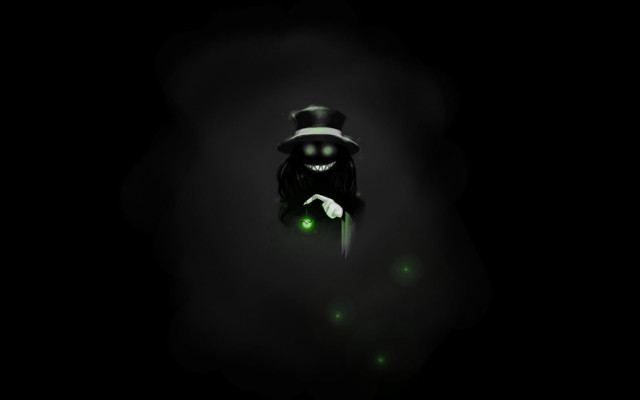 Black cat hat green light free wallpaper - medium preview image