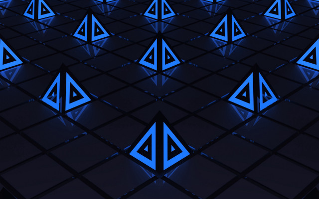 Blue triangles pattern black background free wallpaper - medium preview image