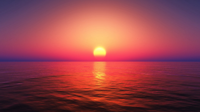Sunset ocean bright orange sun free wallpaper - medium preview image
