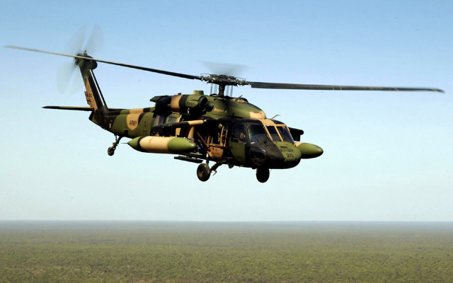 Military helicopter over field blue free wallpaper - medium preview image