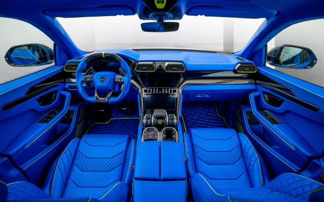 Blue car seats steering dashboard free wallpaper - medium preview image