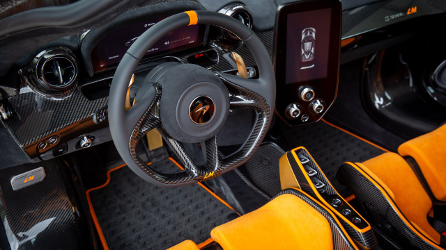 Car dashboard steeringwheel yellowseat blackorange free wallpaper - medium preview image
