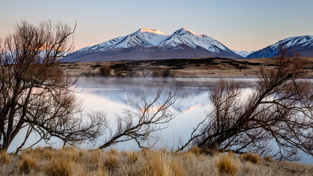 Lake mountains trees bushes autumn free wallpaper - medium preview image