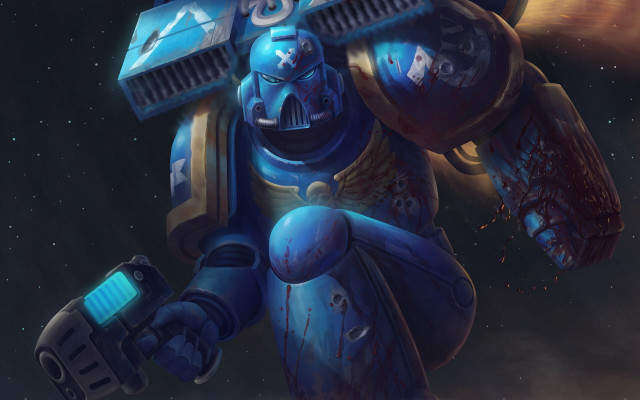 Blue yellow warhammer space astronaut free wallpaper - medium preview image