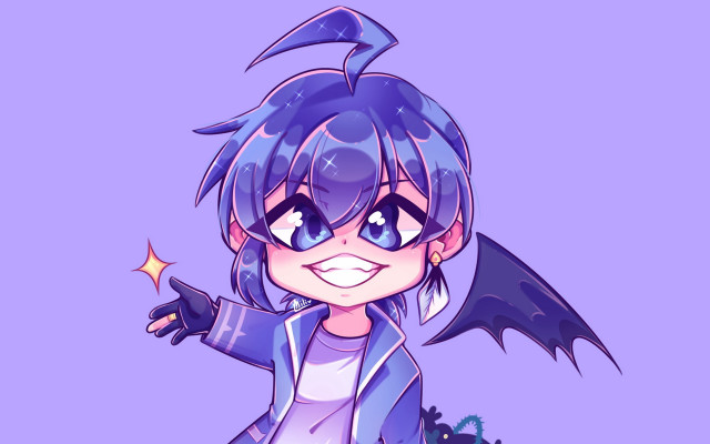 Cartoon character bat shoulder purple free wallpaper - medium preview image