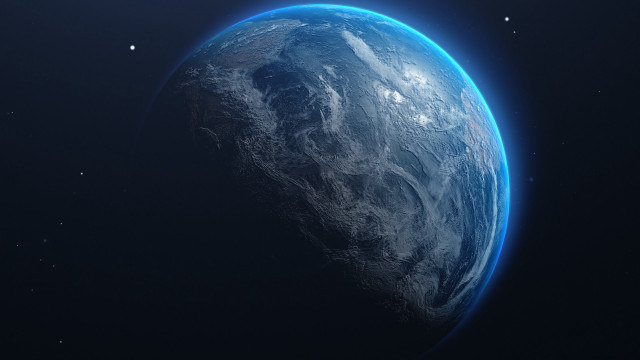 Blue planet glow stars aurora free wallpaper - medium preview image