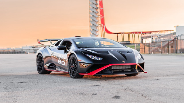 Black sports car sunset rollercoaster free wallpaper - medium preview image