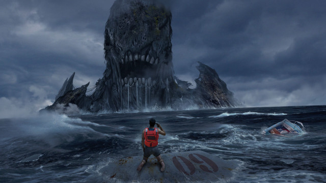 Monster head stormy ocean boat free wallpaper - medium preview image