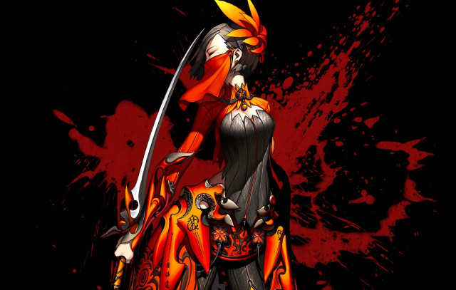 Woman red black outfit sword #4 free wallpaper - medium preview image