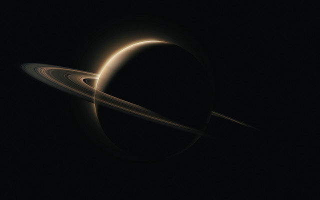 Saturn ring light dark sky free wallpaper - medium preview image