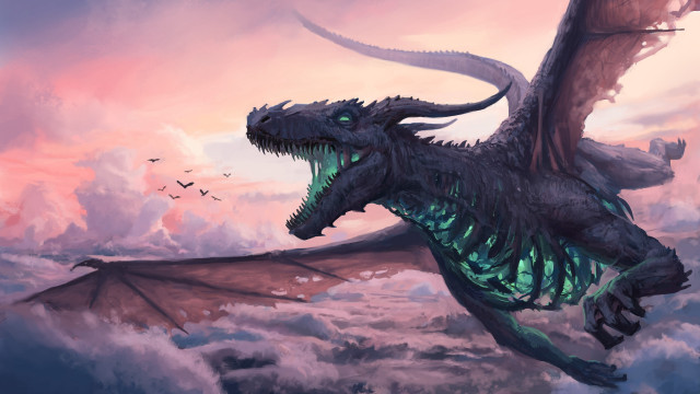 Dragon flying sky birds fantasy free wallpaper - medium preview image