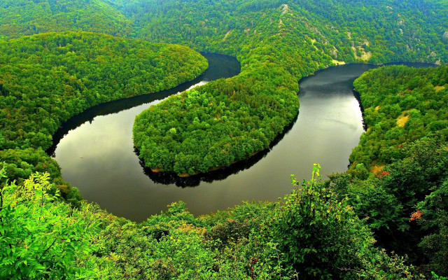 River forest mountain nature puzzle free wallpaper - medium preview image