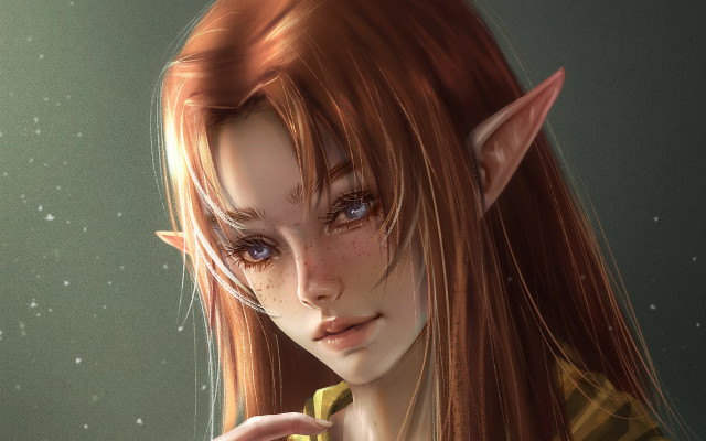 Elf redhair blueeyes banana crying free wallpaper - medium preview image