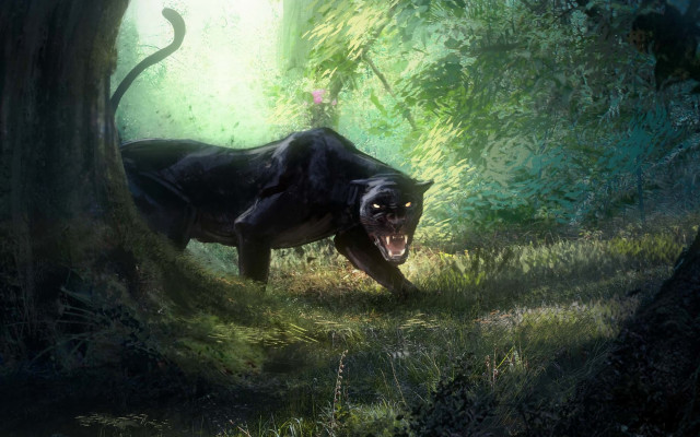 Black bear forest jungle fantasy free wallpaper - medium preview image