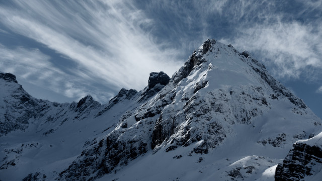 Mountain snowy peak cloudy sky free wallpaper - medium preview image