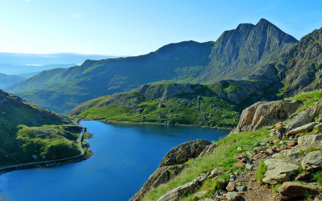 Mountain lake green mountains forest free wallpaper - medium preview image