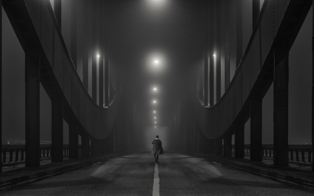 Dark street night foggy sky free wallpaper - medium preview image