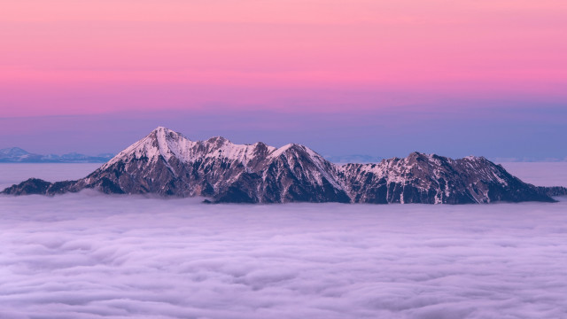 Mountain range clouds sunset city free wallpaper - medium preview image