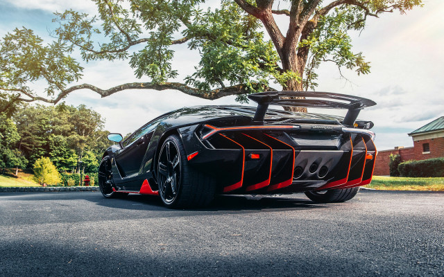 Black sports car tree blue free wallpaper - medium preview image