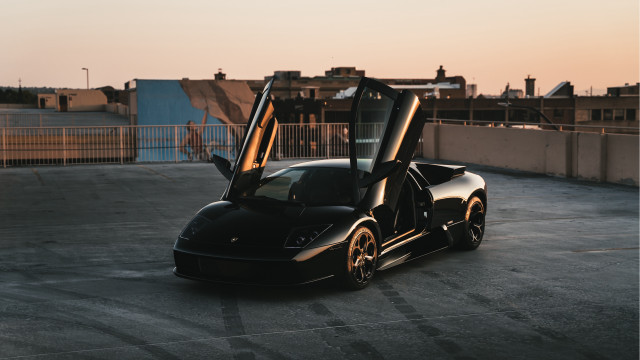 Black sports car doors open free wallpaper - medium preview image