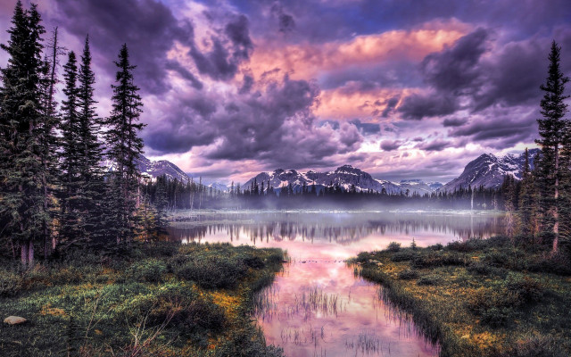 River forest mountains sky lake free wallpaper - medium preview image