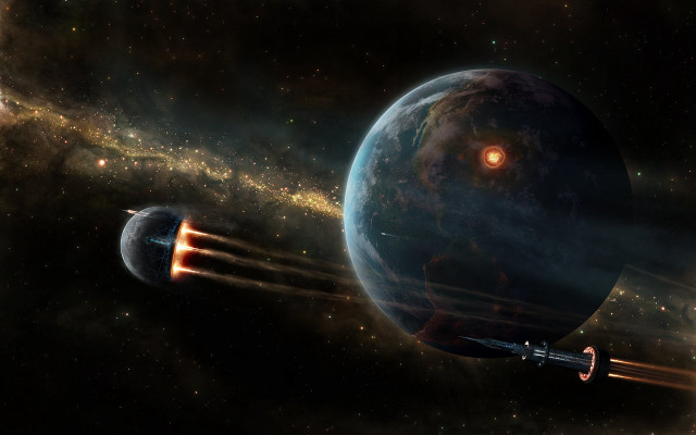 Space station star planet sky free wallpaper - medium preview image