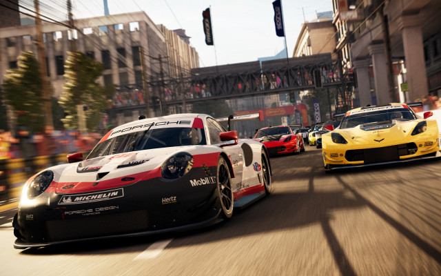 City cars street tallbuildings trafficlights free wallpaper - medium preview image