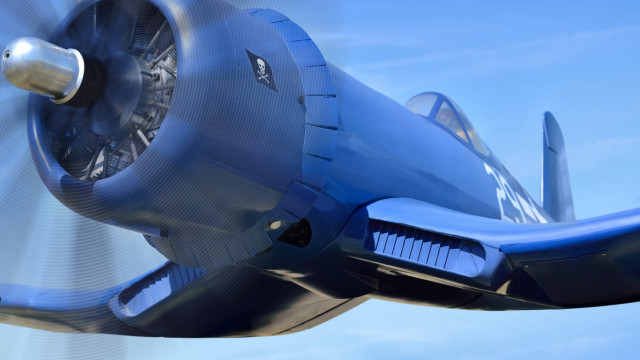 Blue airplane sky cloud propeller free wallpaper - medium preview image