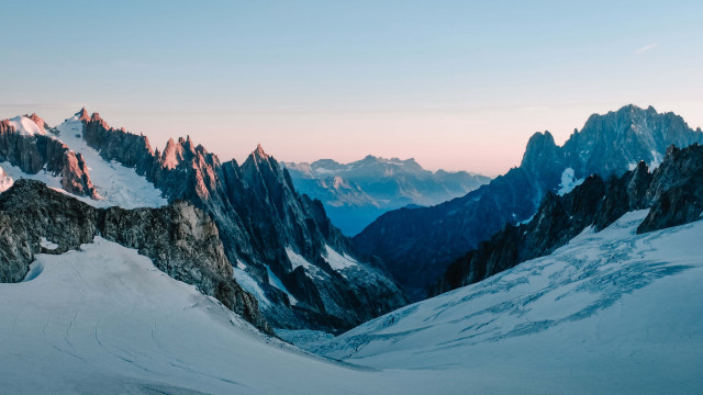 Mountain range snowy peaks pink free wallpaper - medium preview image