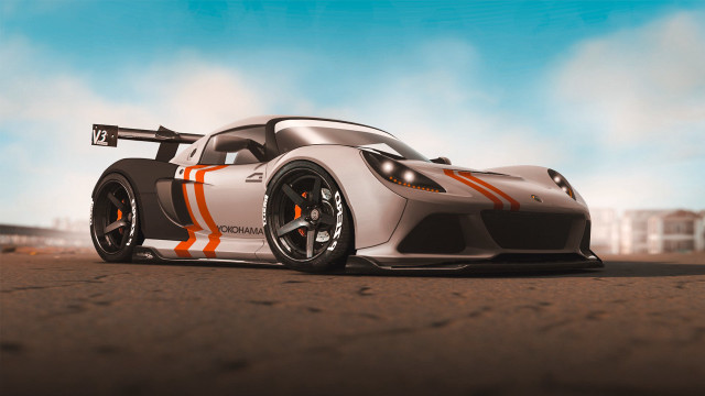 White orange sports car road free wallpaper - medium preview image