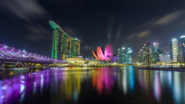 City skyline bridge river night #43 free wallpaper for desktop - medium preview image