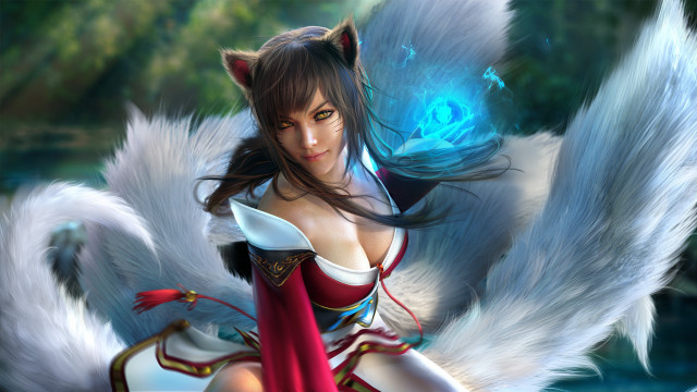 Ahri vastaya fox tails fantasy free wallpaper - medium preview image