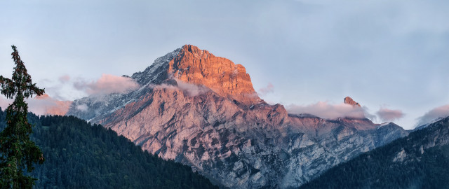 Mountain clouds tree sunset nature free wallpaper - medium preview image
