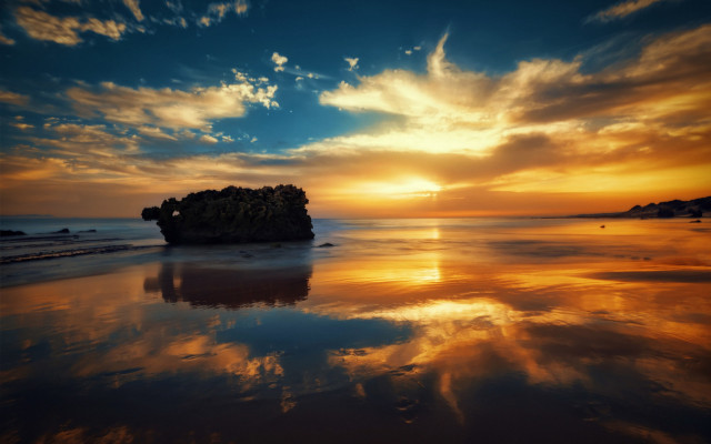 Sunset beach island clouds dusk free wallpaper - medium preview image