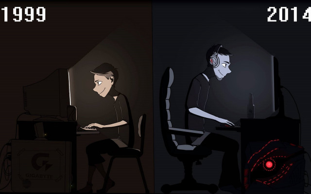 Man sitting computer redlight boys free wallpaper - medium preview image