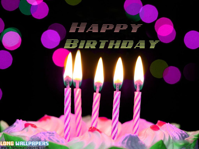 Birthday cake lit candles happy free wallpaper - medium preview image