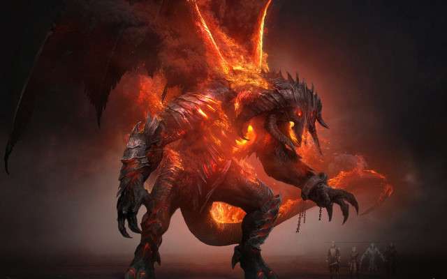 Dragon flames wings dark fantasy free wallpaper - medium preview image