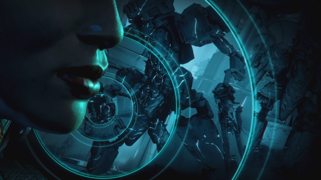 Futuristic woman mirror cyberpunk man free wallpaper - medium preview image
