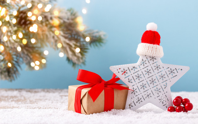 Star ornament christmas hat present free wallpaper - medium preview image