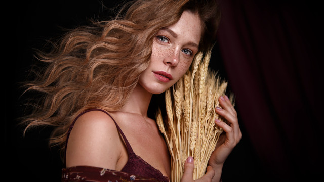 Woman wheat portrait ankazhuravleva blonde free wallpaper - medium preview image