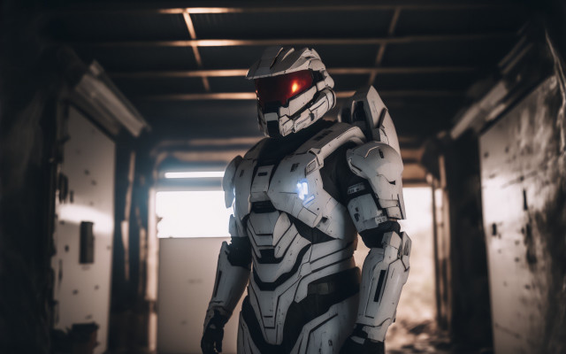 Robot helmet redlight retrofuturism mecha free wallpaper - medium preview image