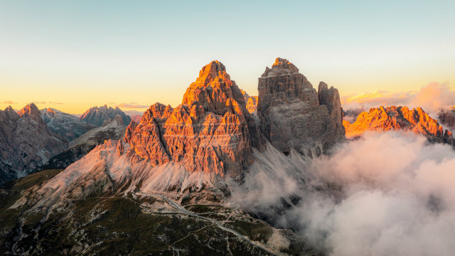Mountain range clouds autumn fire free wallpaper - medium preview image