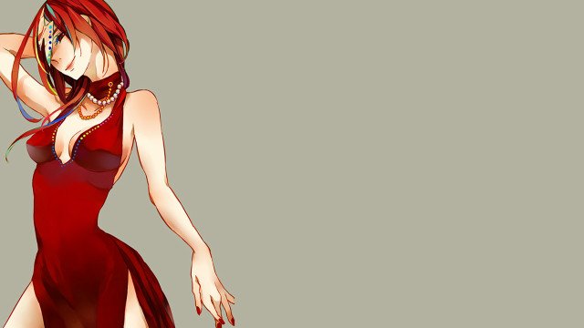 Woman red dress knife cigarette free wallpaper - medium preview image