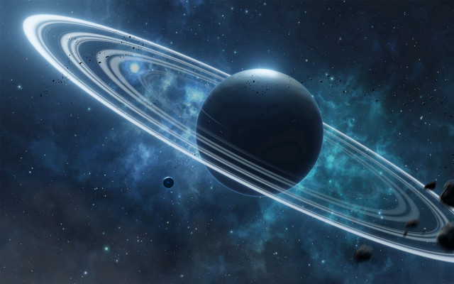 Planet rings stars space 1970s free wallpaper - medium preview image