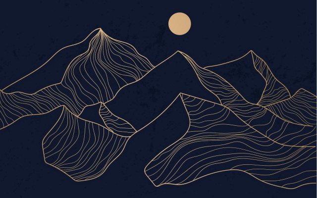 Mountain fullmoon line drawing night free wallpaper - medium preview image