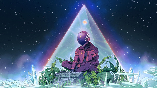 Man meditation triangle light plants free wallpaper - medium preview image
