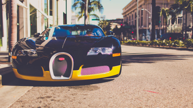 Bugatti car urban cityscape lamp free wallpaper - medium preview image